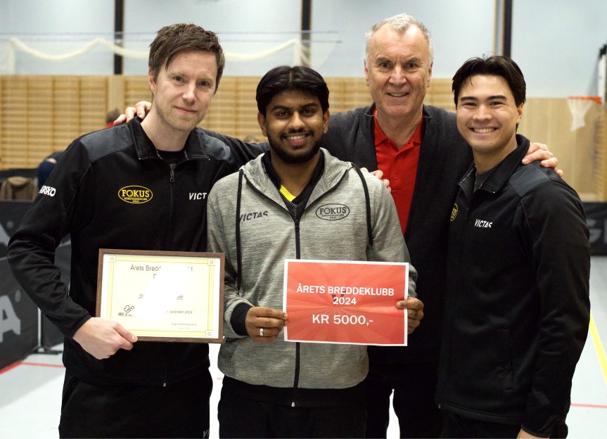 fra venstre: Eirik Ansnes, Roshman Rajkumar, Egil Hauge (NBTF) og Kevin John Riley (Eirik, Roshman og Kevin fra Fokus BTK.
Fotograf: Nasser Babri